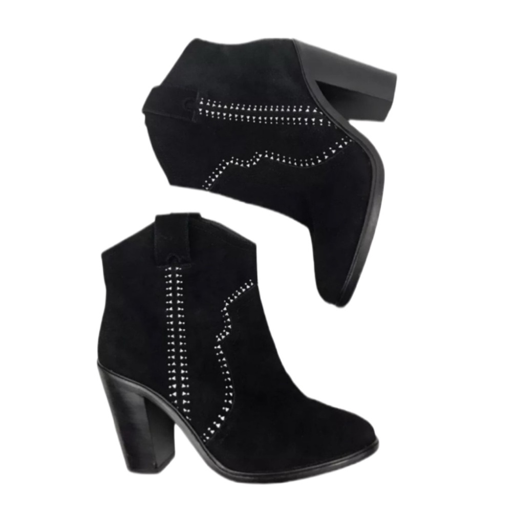 JOIE Monte Black Suede Studded Ankle Boots US 7 EU 38 Heeled Ankle Boots - Picture 3 of 13